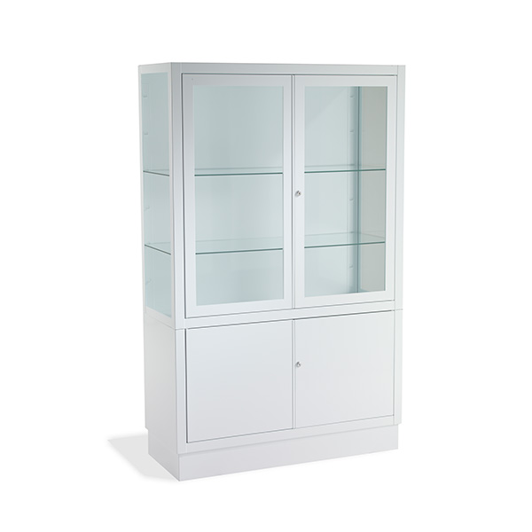 VITRINA PIE 4 PUERTAS BLANCA 100x30x140 Con vidrio templado (copia)