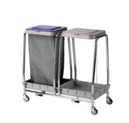 [F-LP-580-INOX] Chariot d'hôpital pour vêtements en acier inoxydable à deux corps