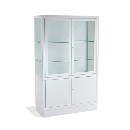 [F-VITRINA-1P - INOX] VITRINA PIE 4 PUERTAS BLANCA 100x30x140 Con vidrio templado (copia)